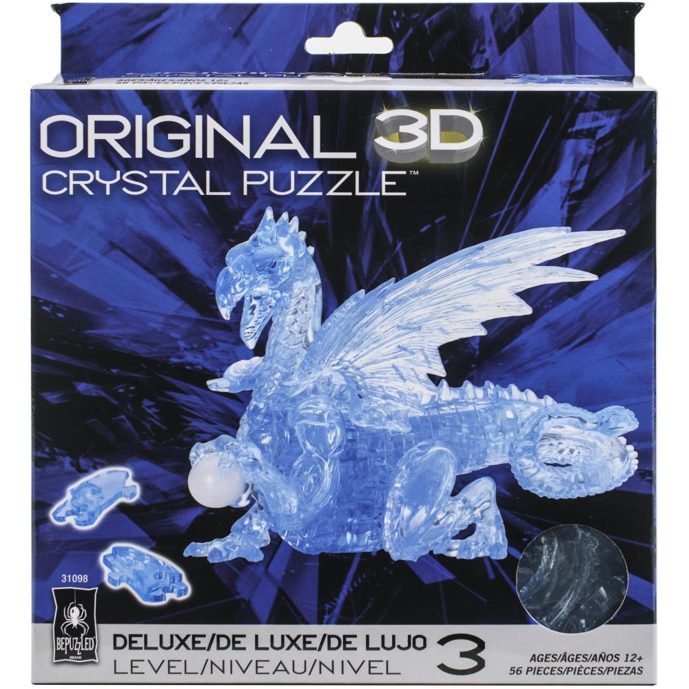 Box for Original 3D Crystal Puzzle - Blue Dragon - Deluxe Level 3 by BePuzzled