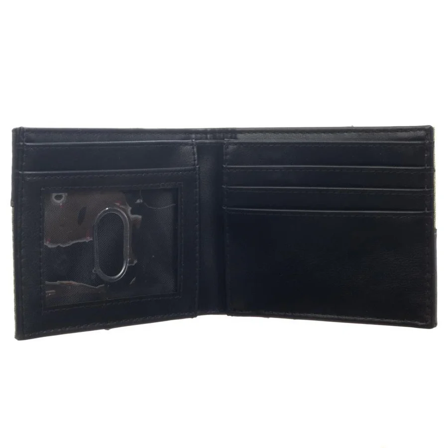 Inside of black faux-leather wallet
