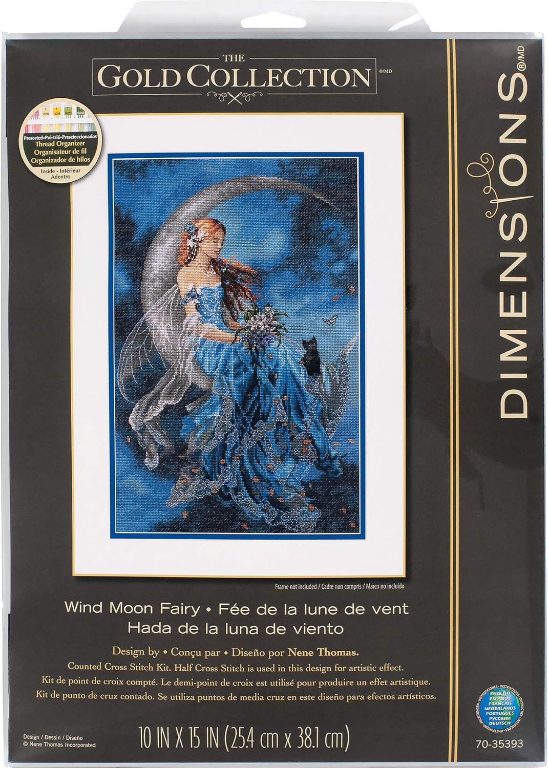 Front of package, Dimensions Gold Collection Wind Moon Fairy Counted Cross Stitch Kit by Nene Thomas