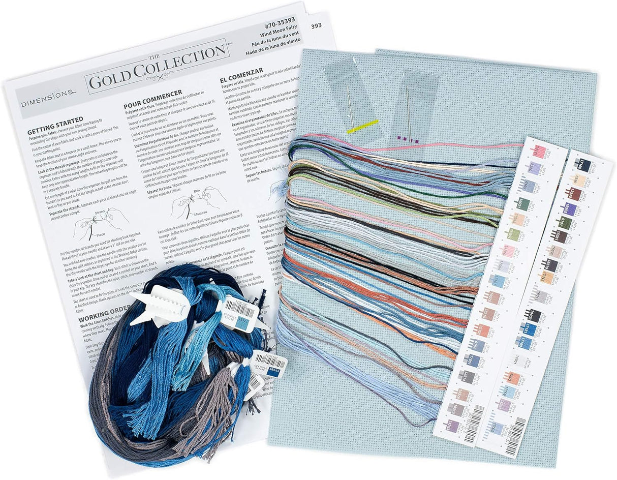 Kit contents for Wind Moon Fairy cross stitch