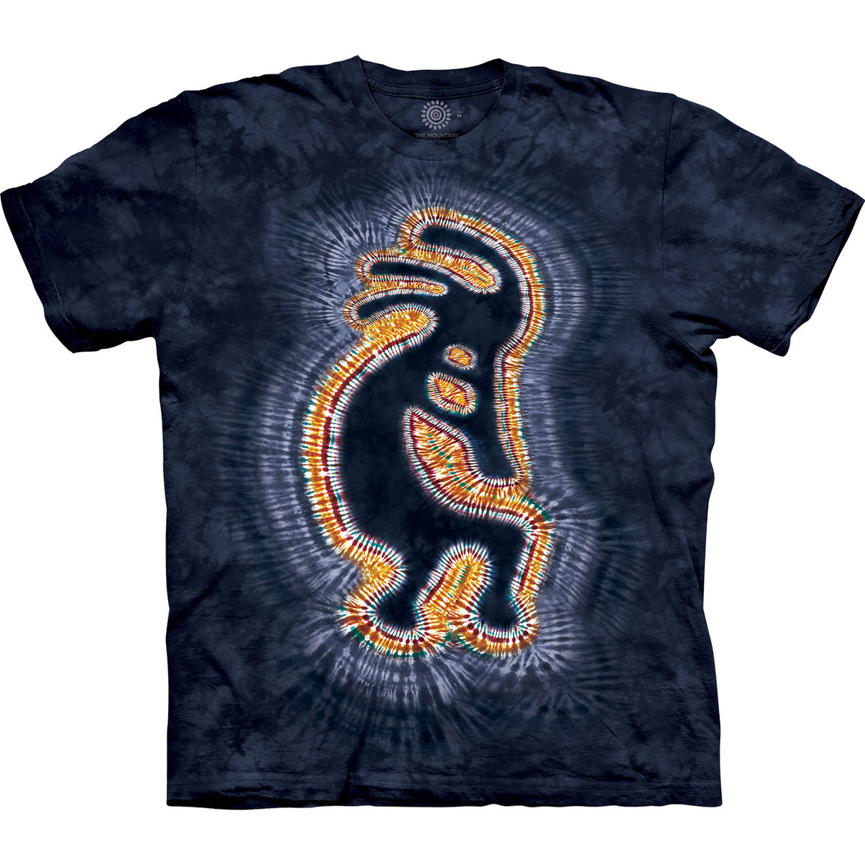 Navy tie-dye t-shirt with a Kokopelli Southwestern design