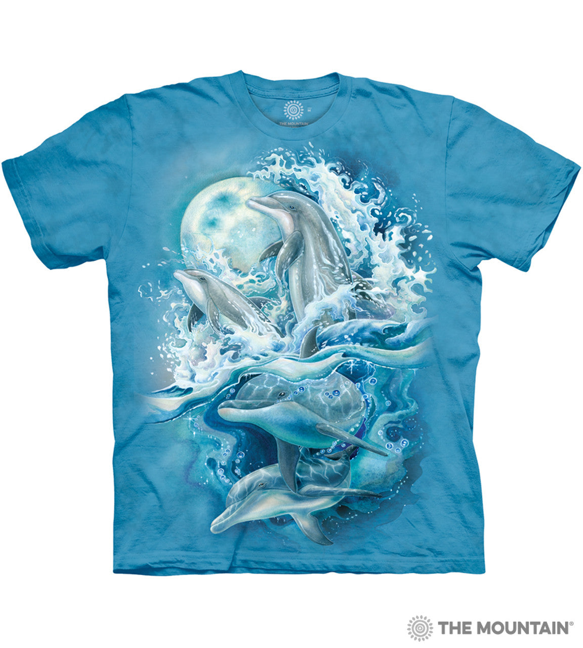 Blue t-shirt with dolphins and full moon