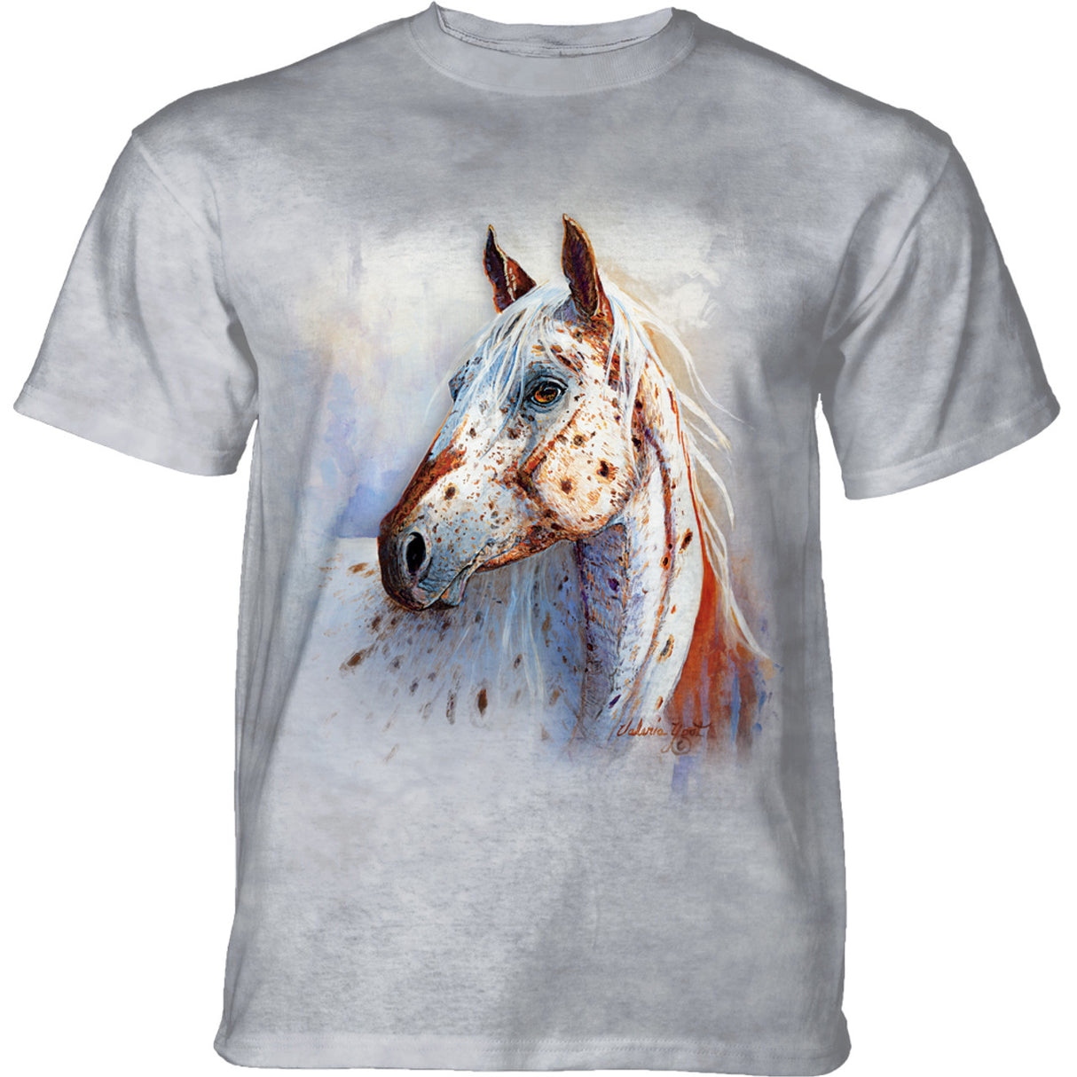 Grey mottled t-shirt with appaloosa spotted horse