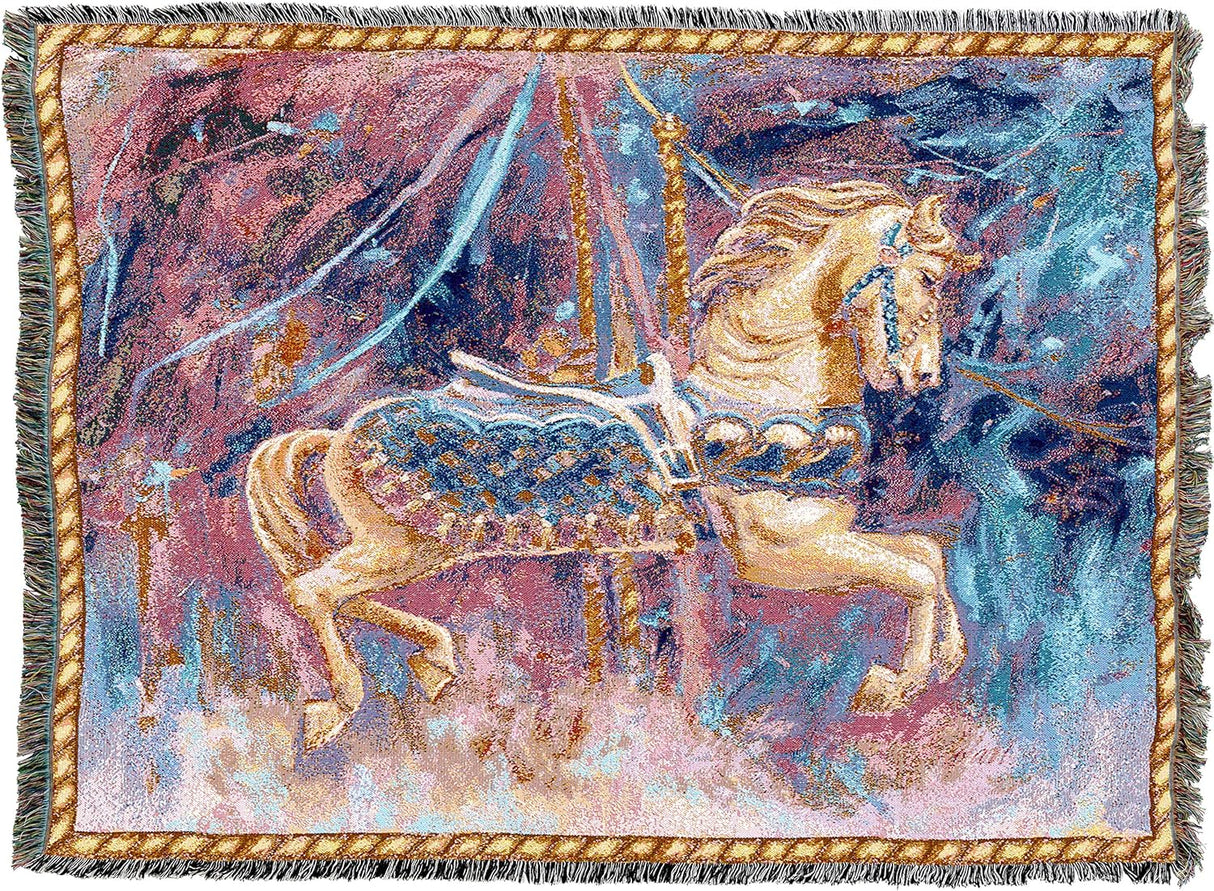 Tapestry blanket of a carousel horse