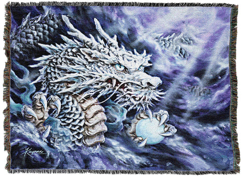 Silver Dragon Tapestry Blanket