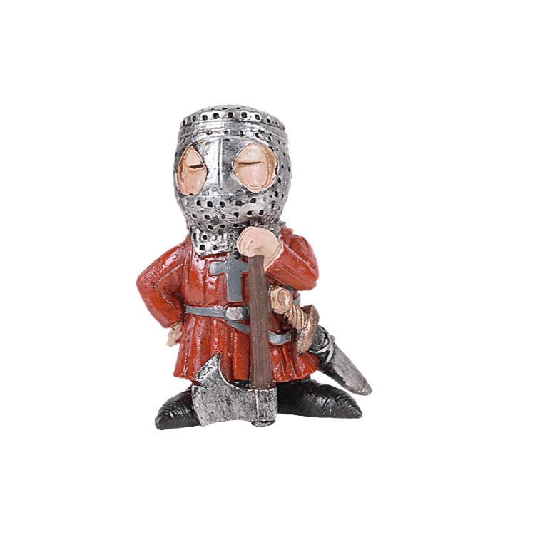 Knight figurine in red with axe and sword