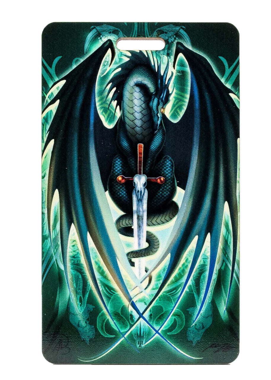 Luggage tag with dragon design