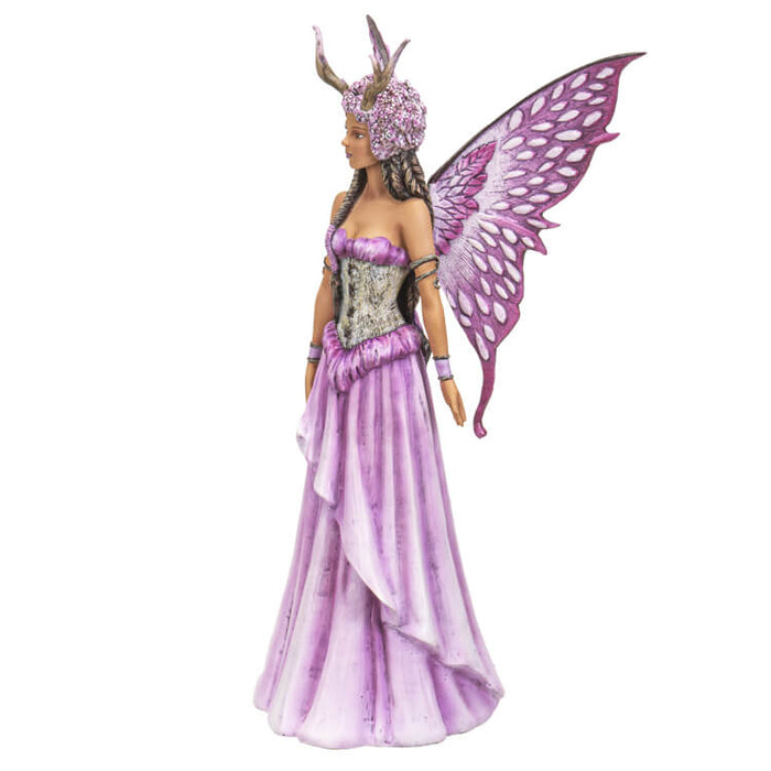 Fairy figurine in pink with braided hair and flower petal wings