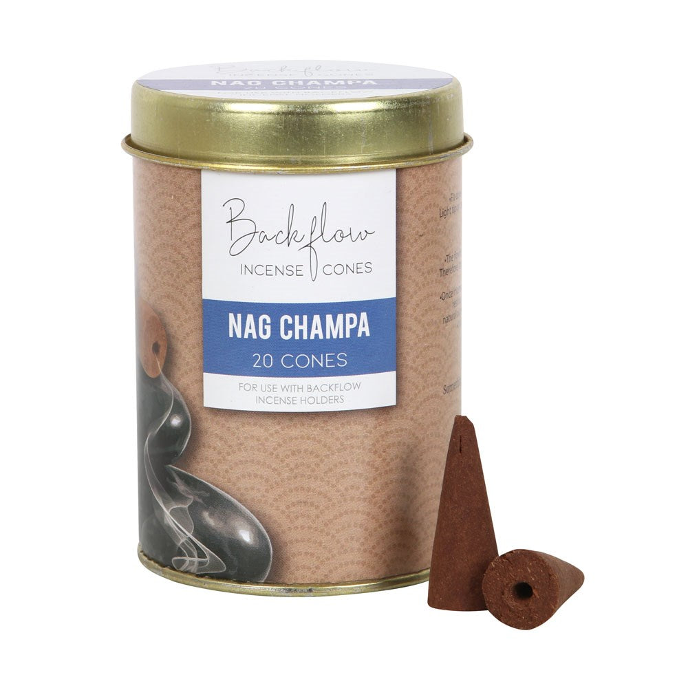Tin of 20 Nag Champa backflow incense cones