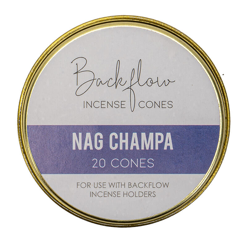 Tin of 20 Nag Champa backflow incense cones