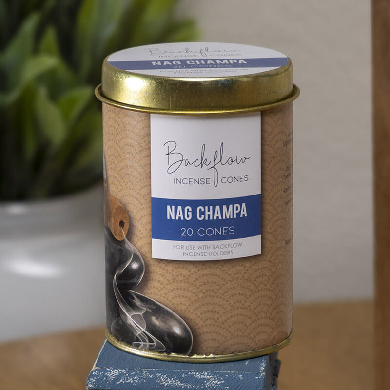 Tin of 20 Nag Champa backflow incense cones