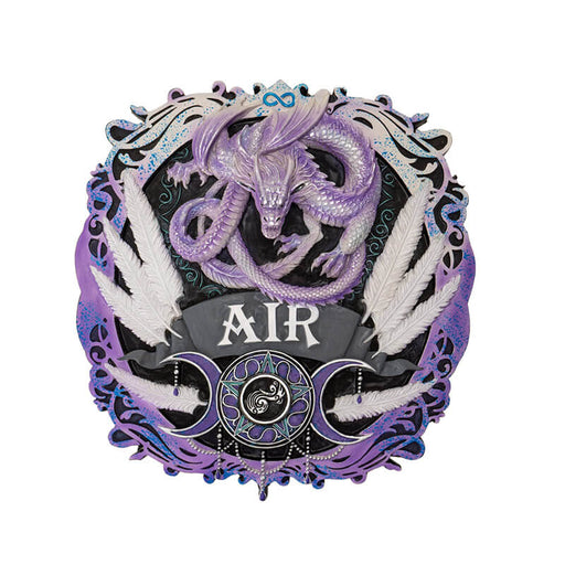 Plaque with purple dragon, "AIR" and white feathers with triple moon design