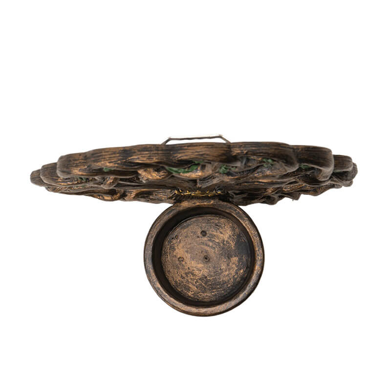 Tree of Life candleholder wall plaque with Celtic knot designs and spiral, shown top down