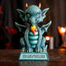 Cyan blue dragon figurine with flame sitting on a base that reads "You can never have too many dragons!"