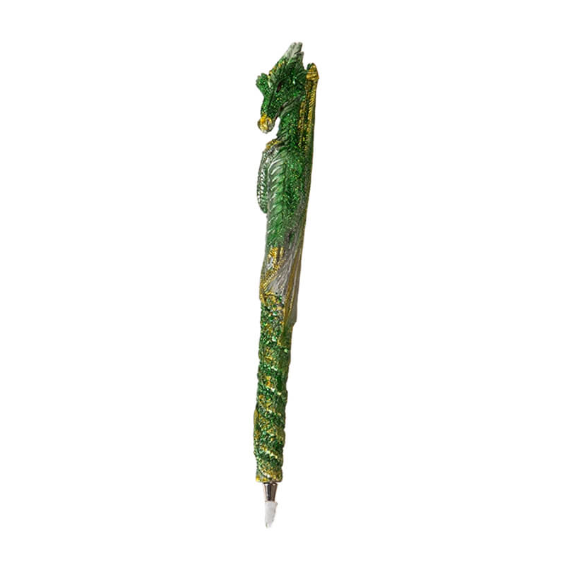 Green dragon pen with gold sparkles
