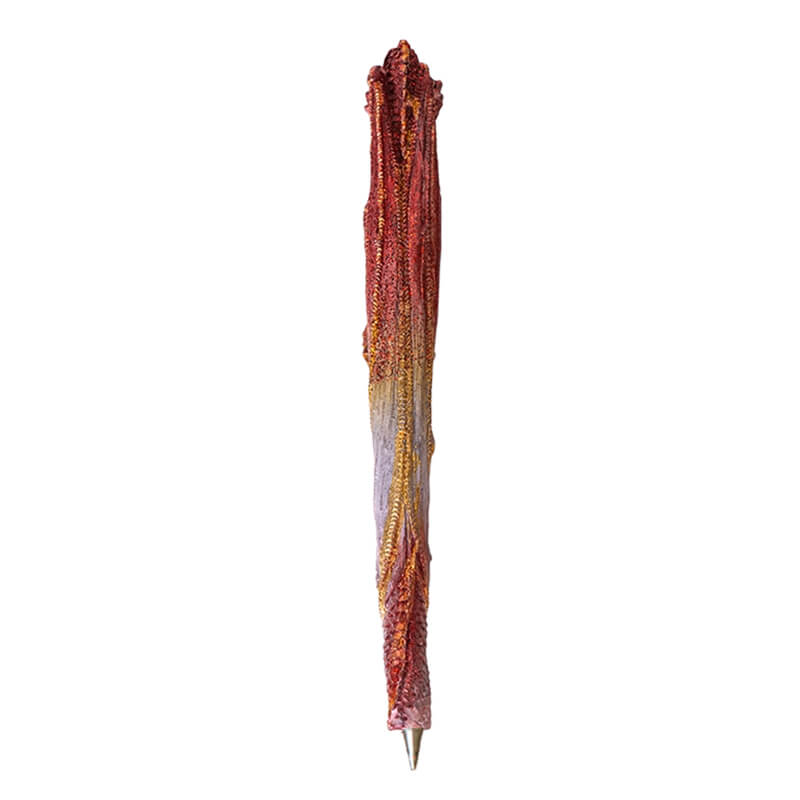 Writing pen shaped like a sparkly red and gold dragon