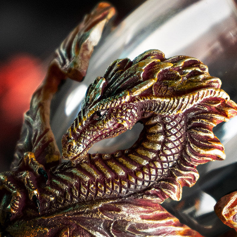 Closeup of fire dragon face in red with yellow accents