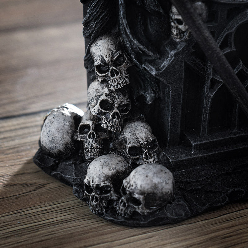 Closeup of skulls at base