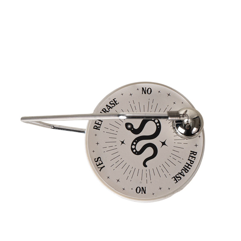 Pendulum decision maker with swinging metal ball and snake motif