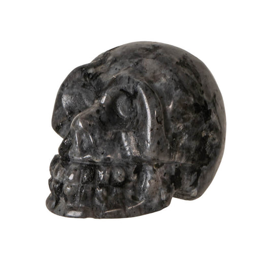 Gemstone skull made of black labradorite & obsidian