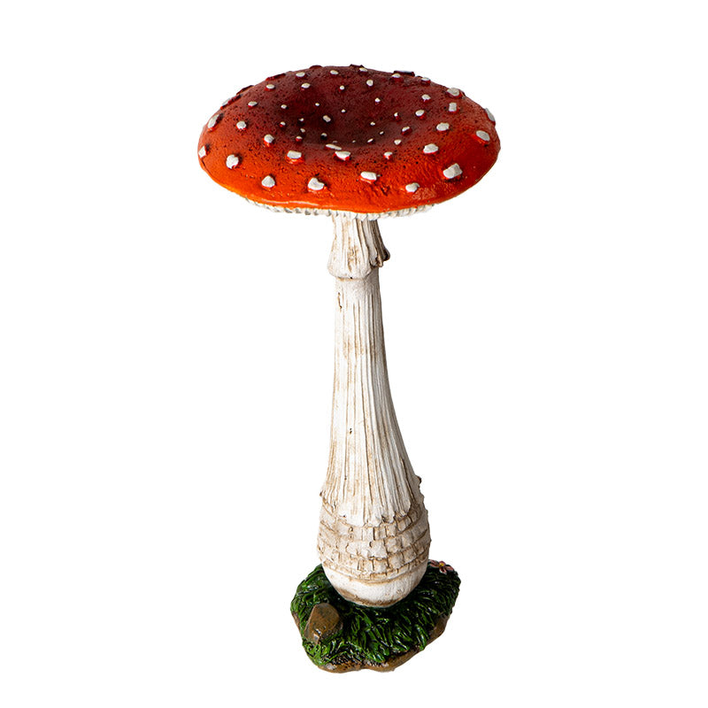 Tall red mushroom with white spots and stem figurine