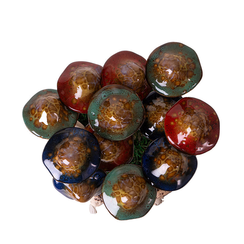 set of 12 ceramic plant picks in a faux-stump planter pot