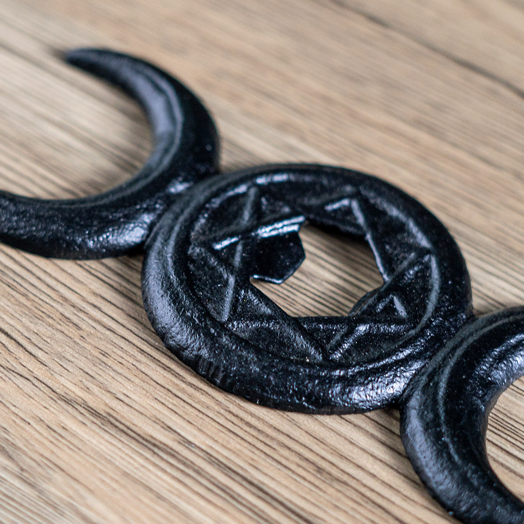 Cast iron black triple moon bottle opener
