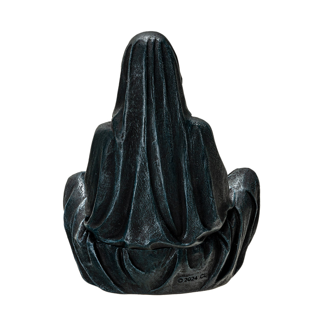 Seated Grim Reaper incense burner/box, shown from the back