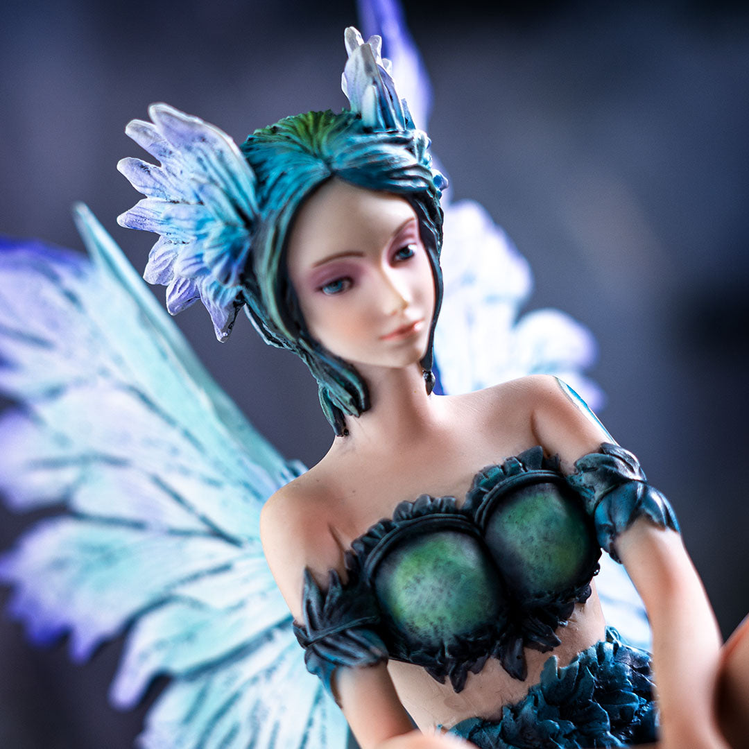 Closeup of water fairy's face with head adornments