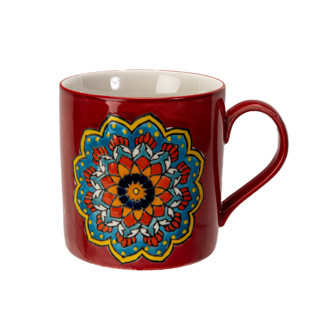 Ceramic mandala mug - red