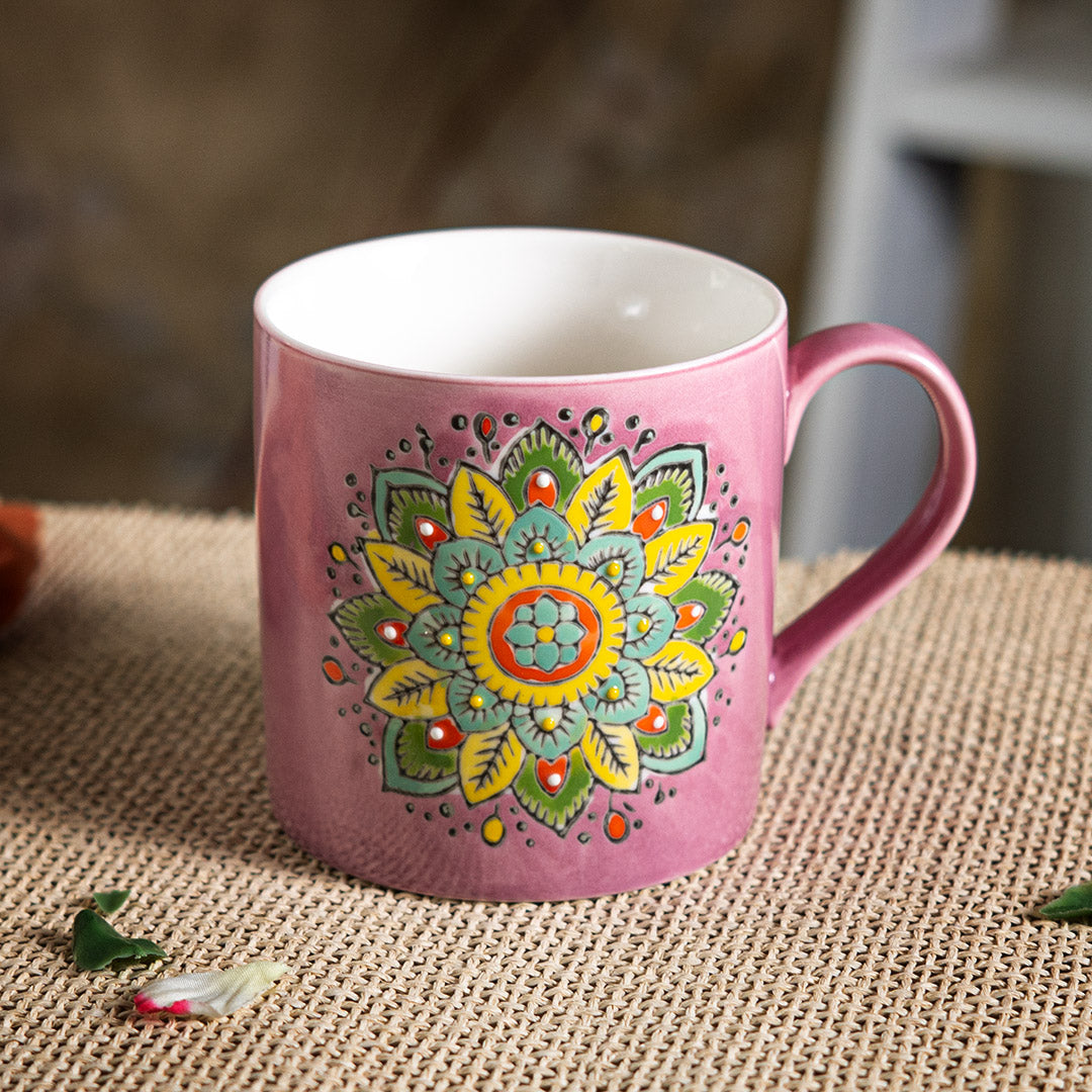 Ceramic mandala mug - lilac purple