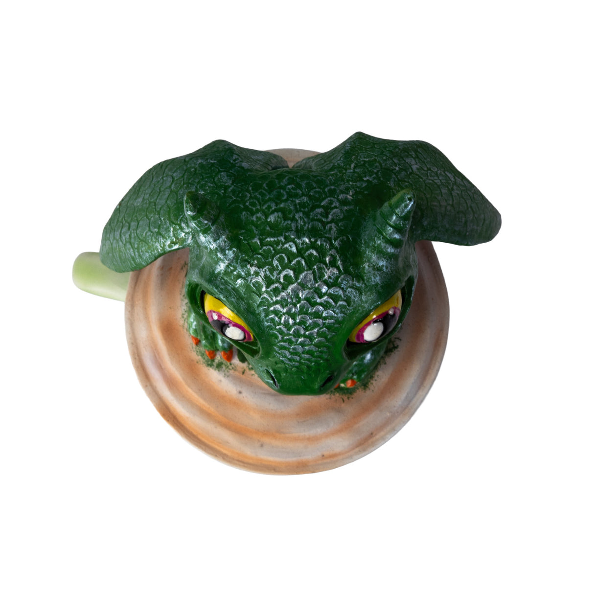 Green dragon in a cup, shown top down