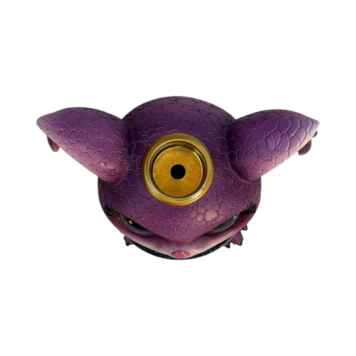 Purple dragon in a cauldron backflow incense cone burner. shown top down