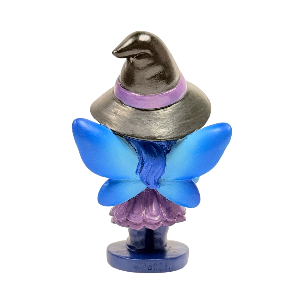 Spirit Fairies figurine - blue Hex pixie with purple dress and star wand, shown from the back