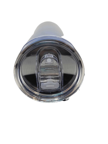Clear plastic lid of barista tumbler travel mug
