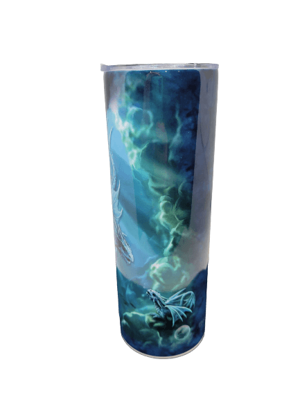 Underwater parent & baby sea dragons on Barista Travel Tumbler hot/cold Mug. Art by Anne Stokes.