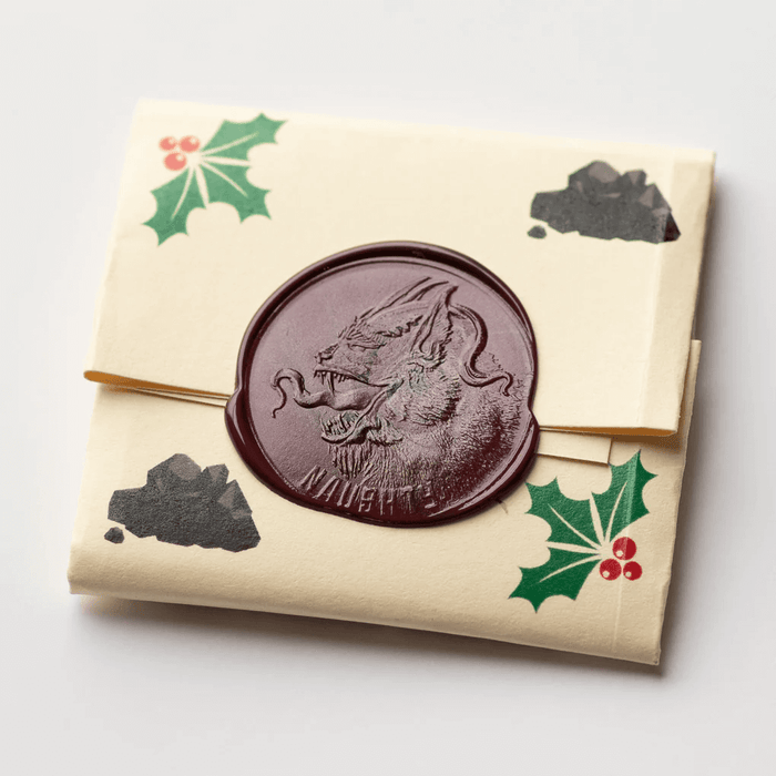 Krampus/Santa Naughty or Nice ornament packing presentation