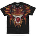 Double sided shirt. Front - red and gold dragon with open mouth