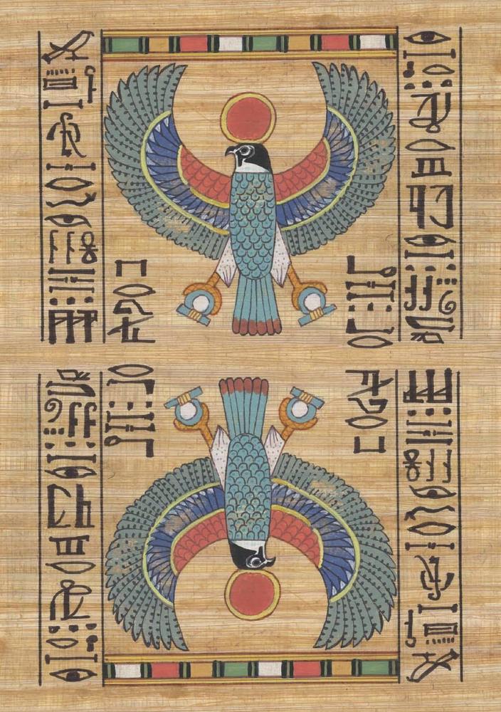 Decorative oracle card back design with falcon and sun symbol