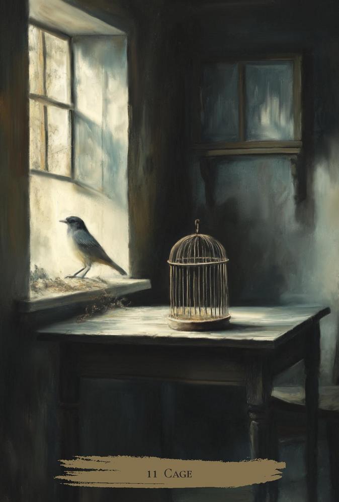 Haunted Cottage oracle deck - 11. Cage card example