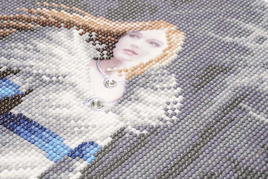 Closeup of crystal art woman in white