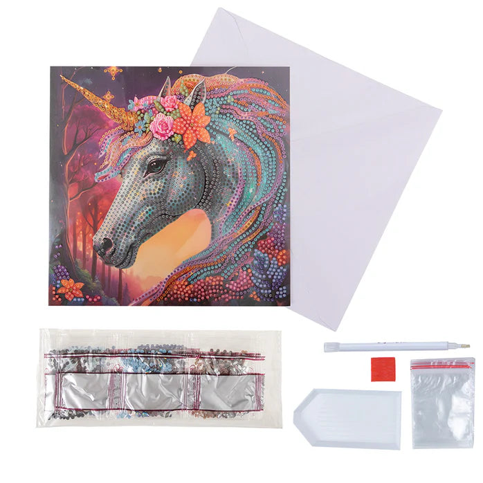 Crystal art kit contents for Charmed unicorn