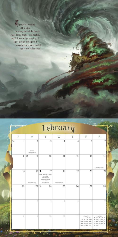 2026 Wizard of Oz calendar by Paolo Barbieri, February page