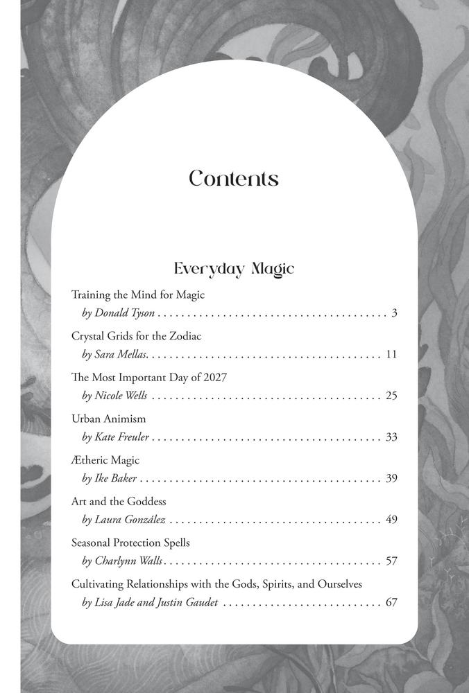 Table of contents for 2027 Magical Almanac