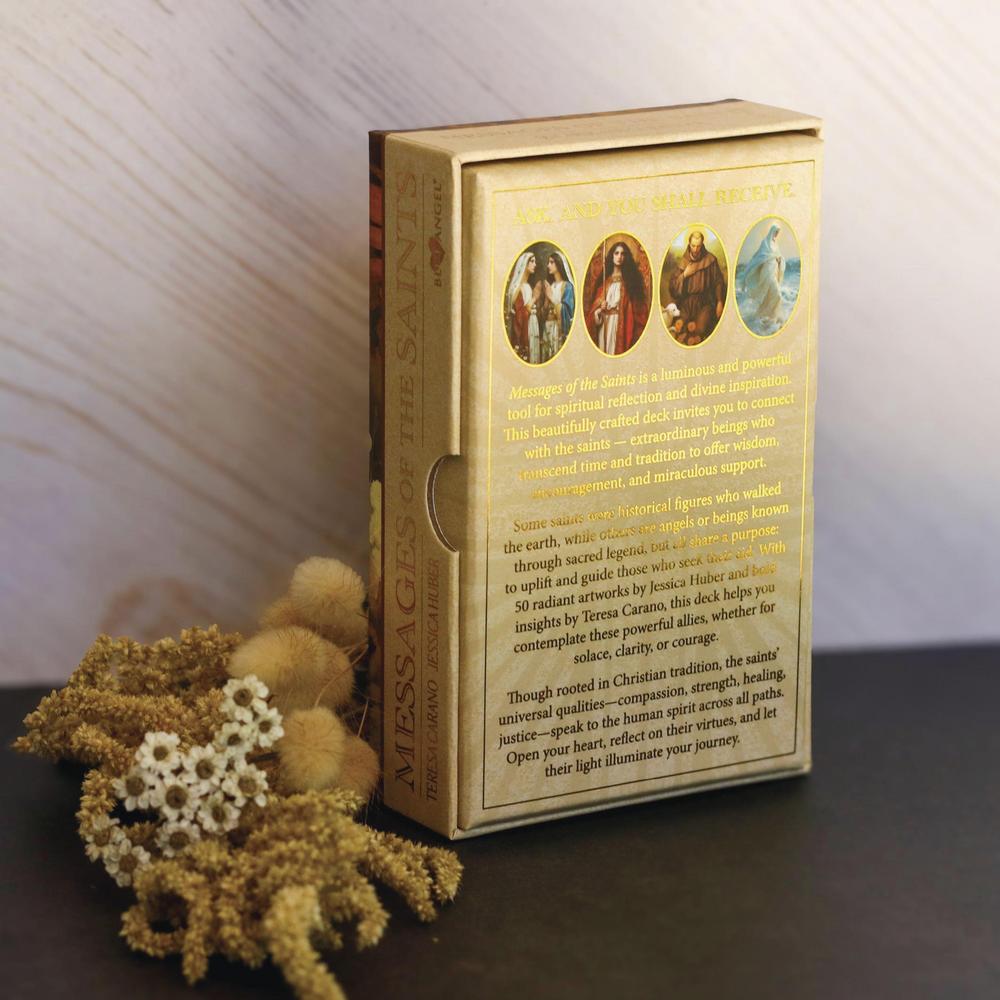 Set of religions oracle cards - Messages of the Saints, back of the box