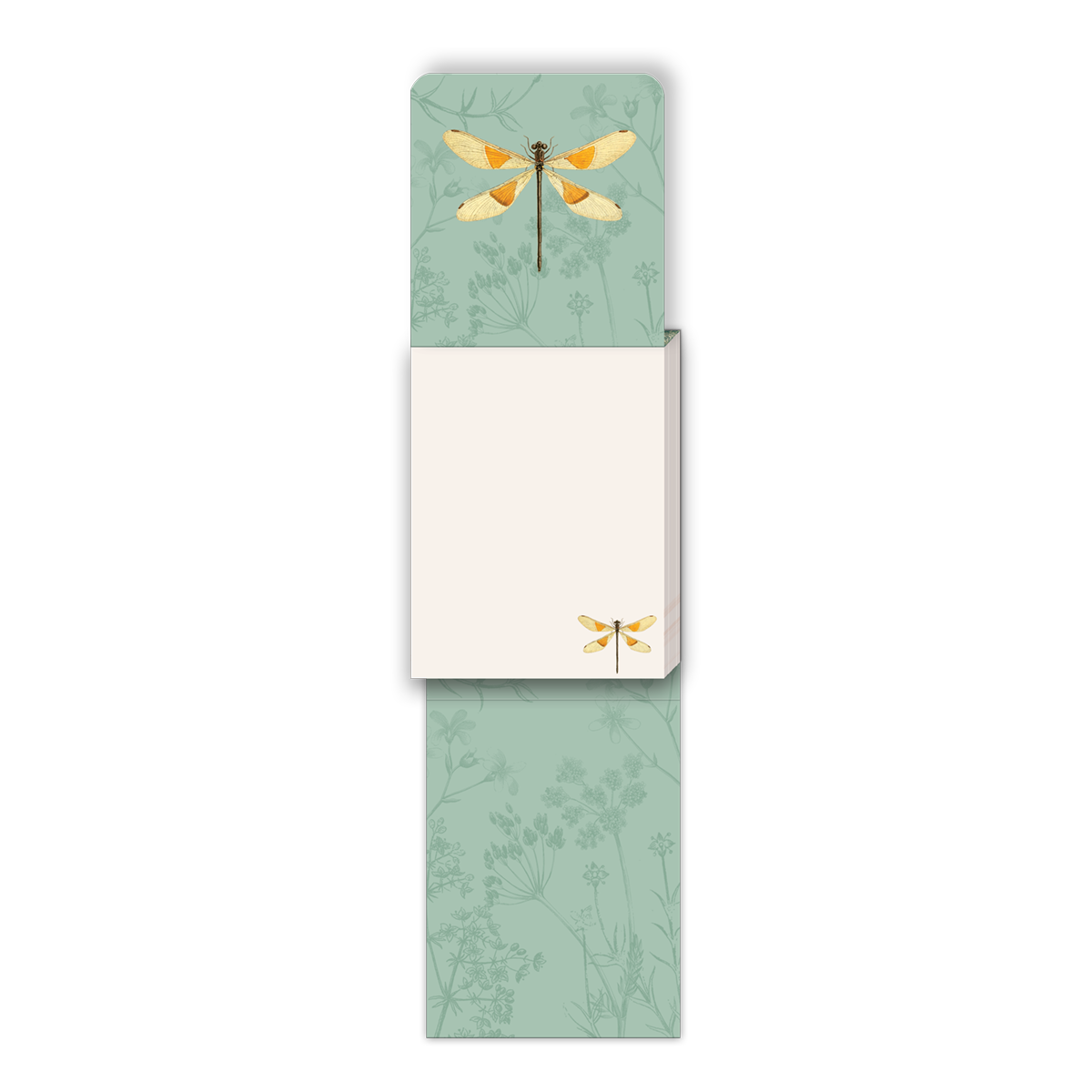 Inside of pocket notepad, paper accented with dragonflies