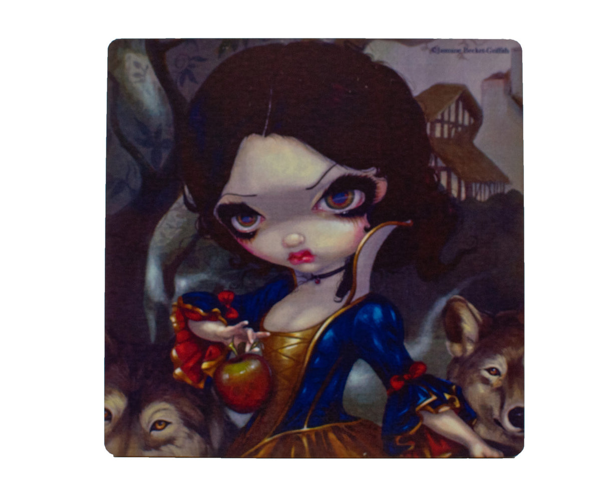 Snow White with apple and wolves coaster