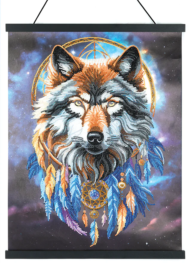 Crystal art scroll of wolf dreamcatcher