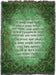 Green tapestry blanket with Celtic knotwork and text that reads, May love and laughter light your days and warm your heart and home, may good and faithful friends be yours wherever you may roam. May peace and plenty bless your world with joy that long endure. May all of life's passing seasons bring the best to you and yours