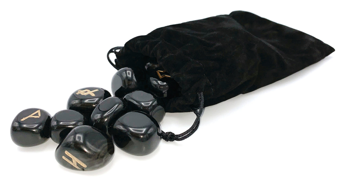 Stone rune set, black agate